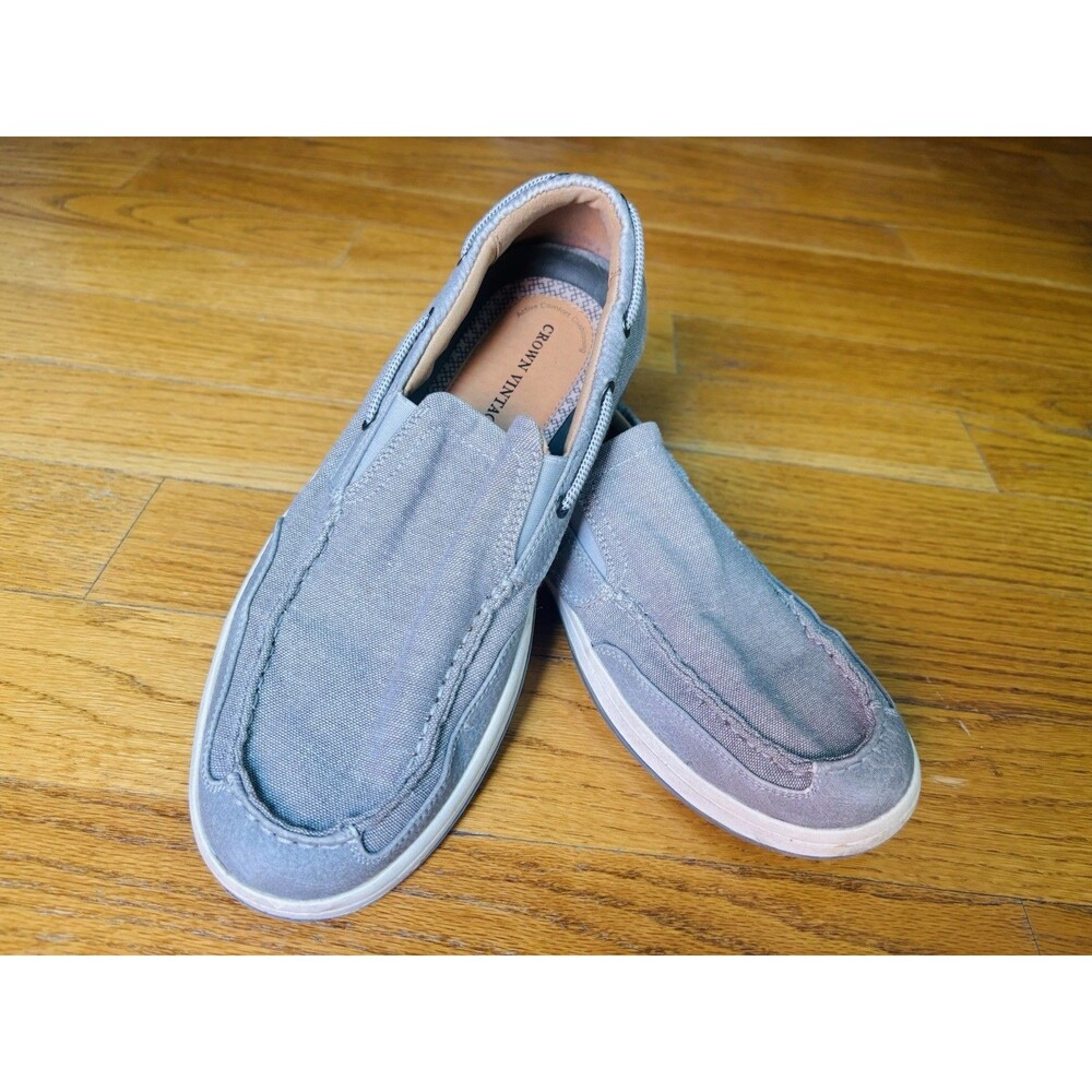 Crown Vintage Kimberly Men’s 8.5 Gray Slip On Boat Shoes Loafers Casual